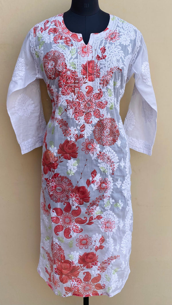 Lucknowi Chikankari Printed Kurti White Cotton