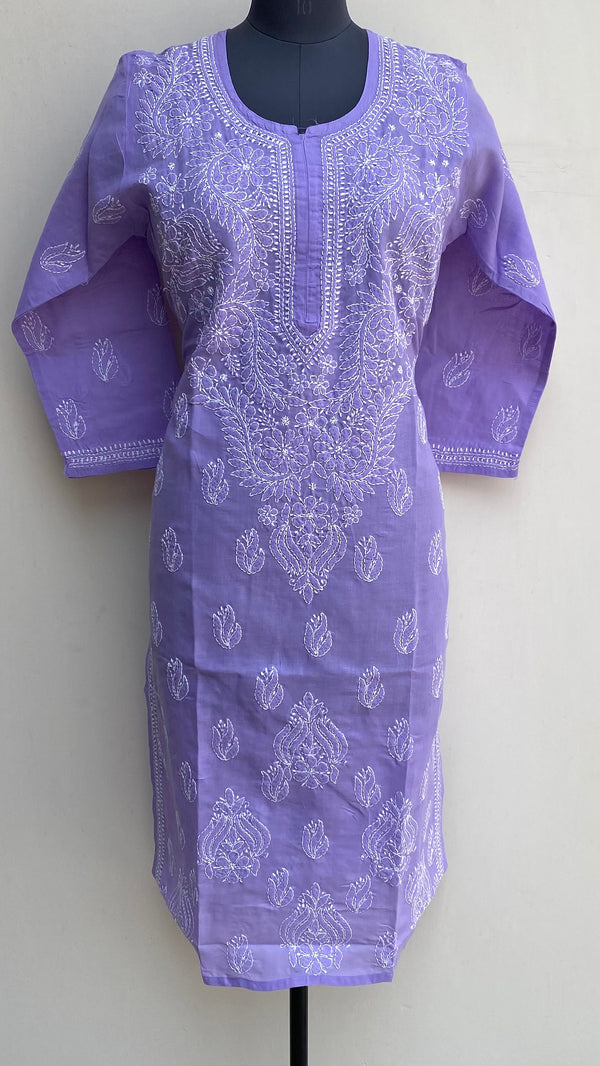 Lucknowi Chikankari Kurti Purple Cotton