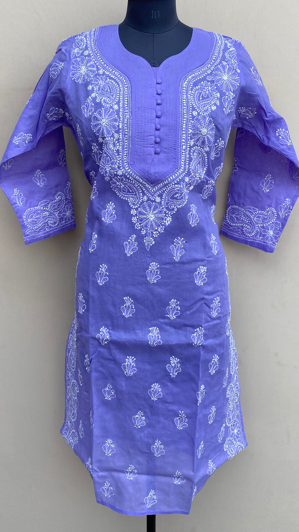 Lucknowi Chikankari Kurti Purple Cotton