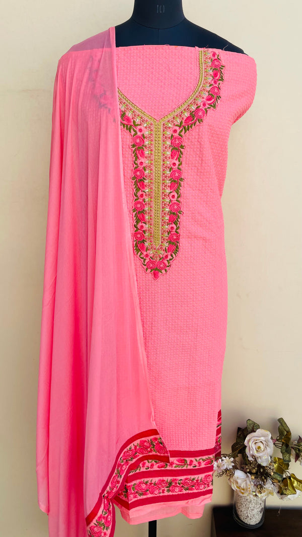 Designer Embroidered Suit Length 3 Piece Cotton