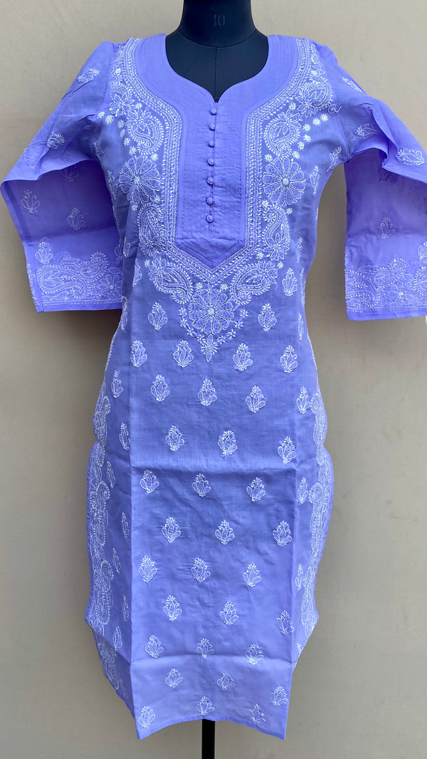 Lucknowi Chikankari Kurti Purple Cotton