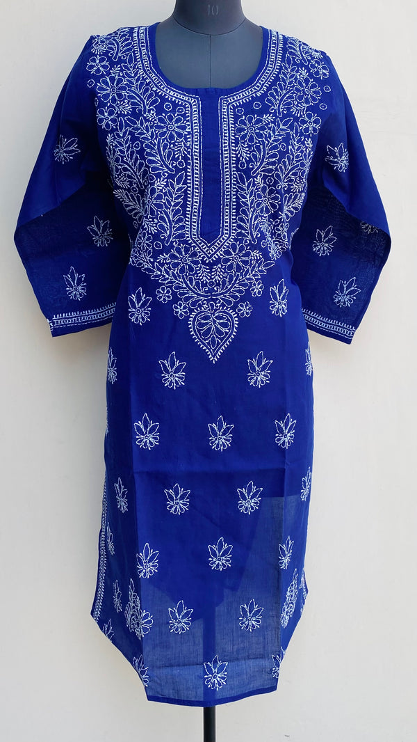 Lucknowi Chikankari Kurti Blue Cotton