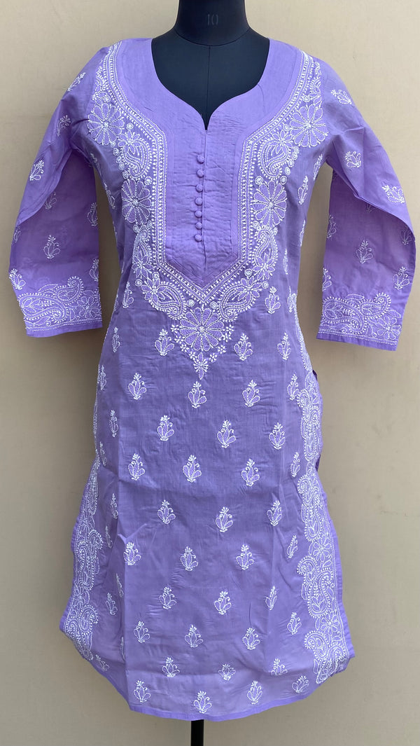 Lucknowi Chikankari Kurti Purple Cotton