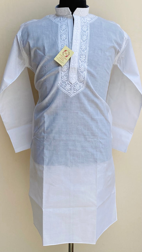 Lucknowi Chikankari Men’s Kurta White Cotton