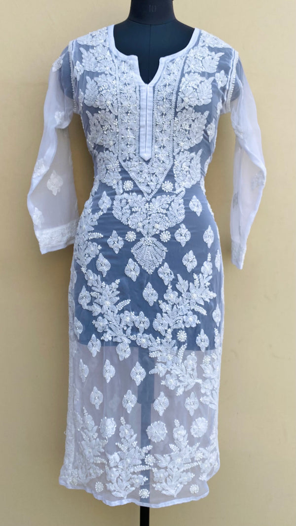 Lucknowi Chikankari Kurti White Georgette