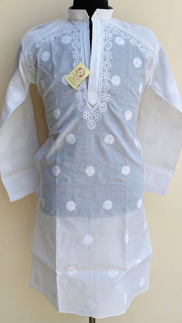 Lucknowi Chikankari Men’s Kurta White Cotton