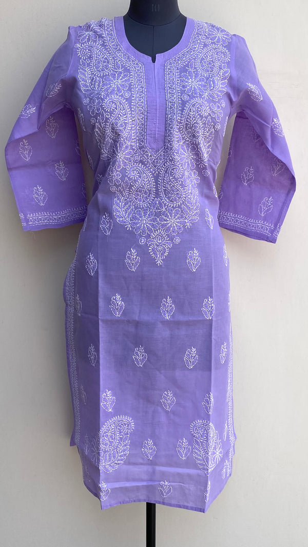 Lucknowi Chikankari Kurti Purple Cotton