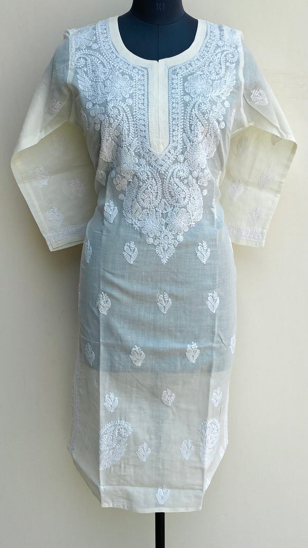 Lucknowi Chikankari Kurti Cream Cotton