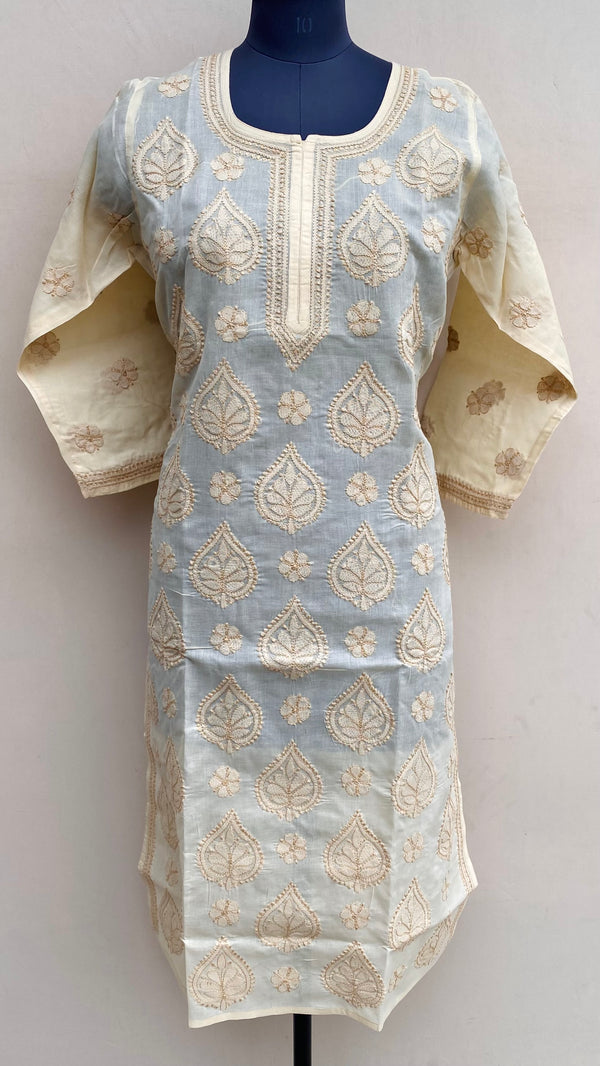 Lucknowi Chikankari Kurti Beige Cotton