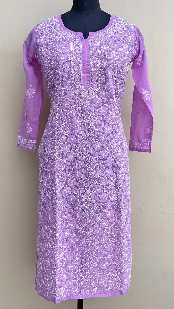 Lucknowi Chikankari Kurti Purple Cotton