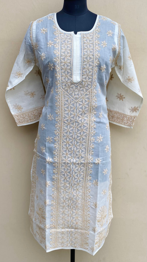 Lucknowi Chikankari Kurti Cream Cotton