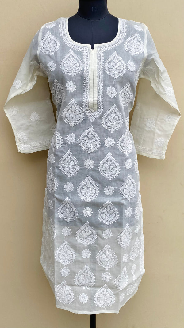 Lucknowi Chikankari Kurti Cream Cotton