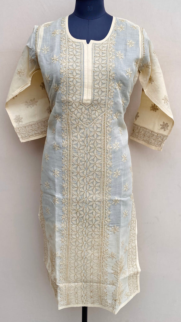 Lucknowi Chikankari Kurti Beige Cotton