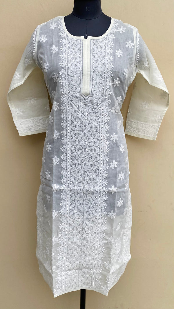 Lucknowi Chikankari Kurti Cream Cotton