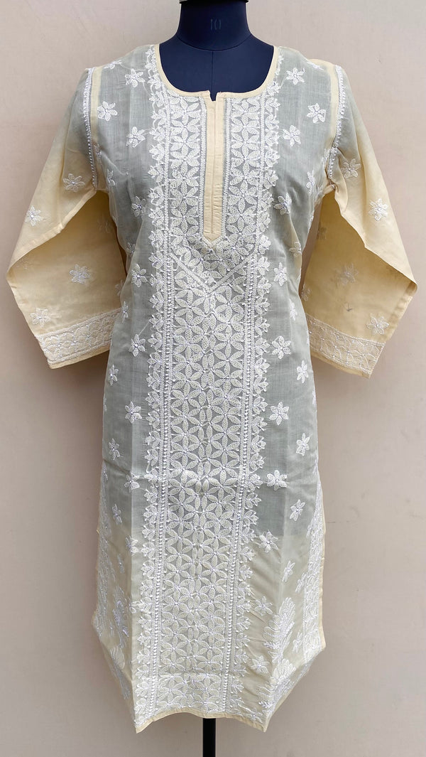 Lucknowi Chikankari Kurti Beige Cotton