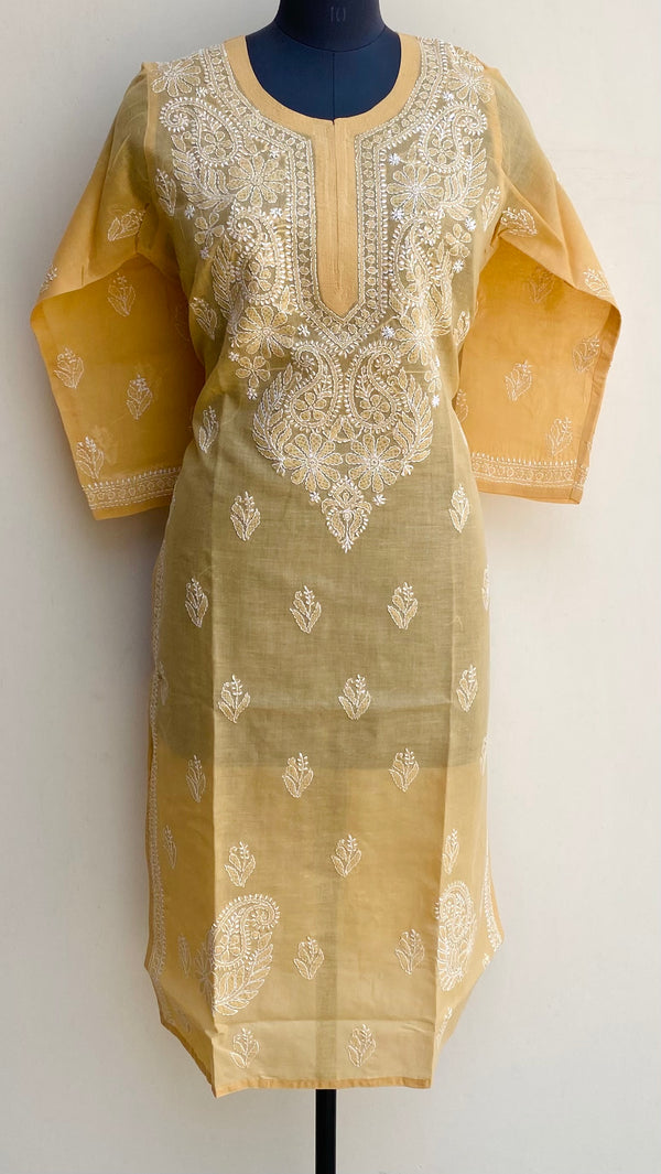 Lucknowi Chikankari Kurti Beige Cotton