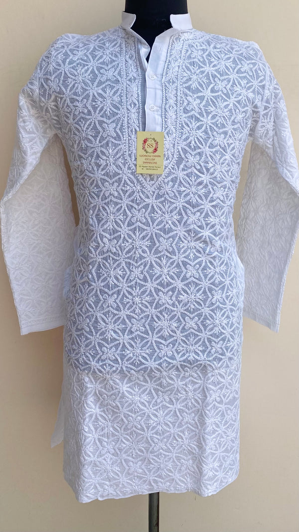 Lucknowi Chikankari Men’s Kurta White Cotton