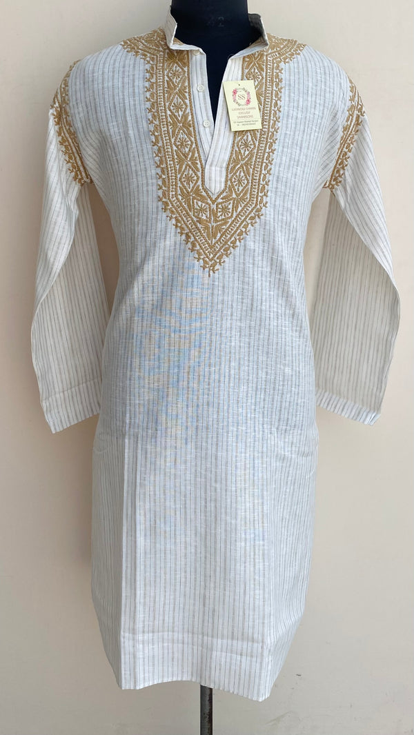 Lucknowi Chikankari Men’s Kurta Cream Cotton