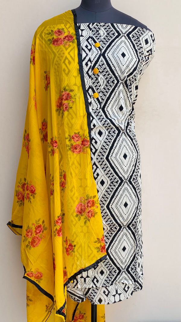 Designer Embroidered Suit Length 3 Piece Off White Mal Cotton