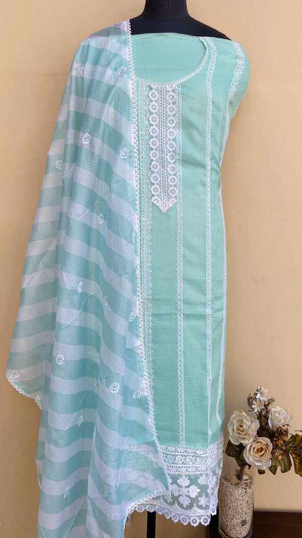 Designer Embroidered Suit Length 3 Piece Sea Green Kota