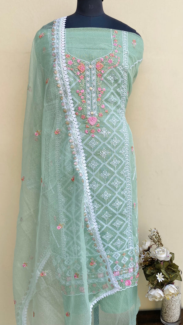 Designer Embroidered Suit Length 3 Piece Teal Green Kota