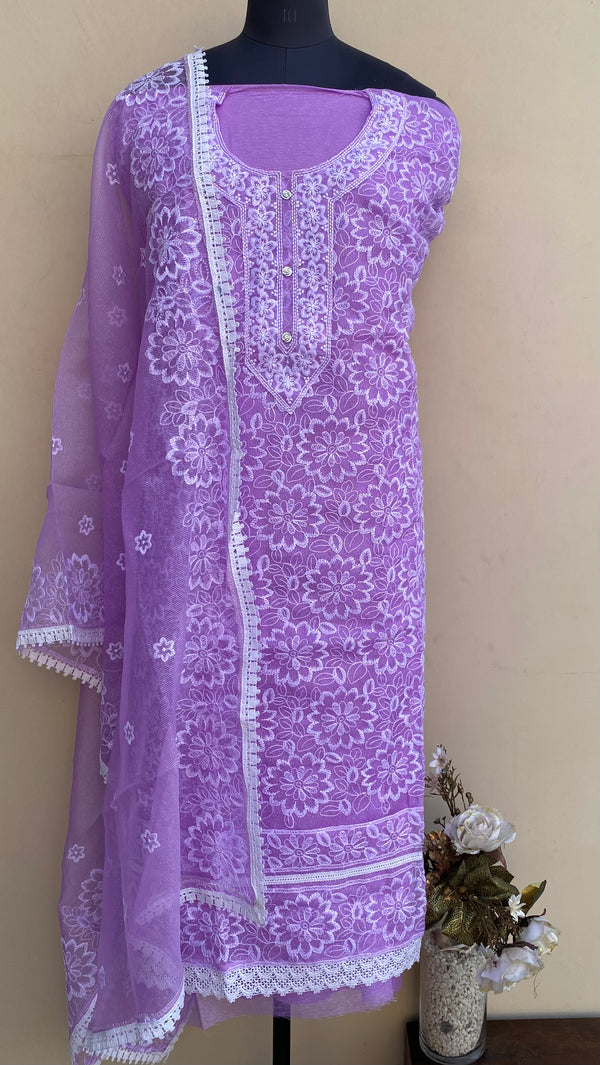 Designer Embroidered Suit Length 3 Piece Purple Kota