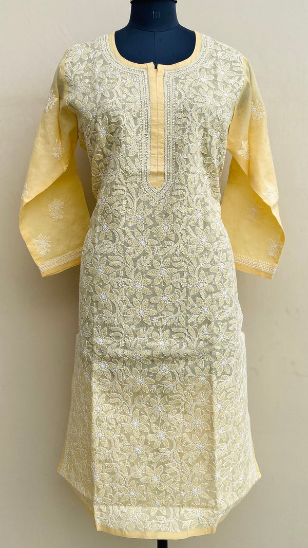 Lucknowi Chikankari Kurti Beige Cotton