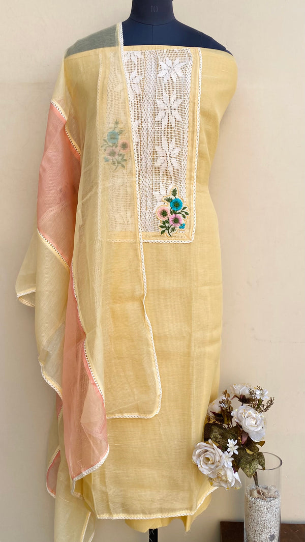 Designer Embroidered Suit Length 3 Piece Beige Kota