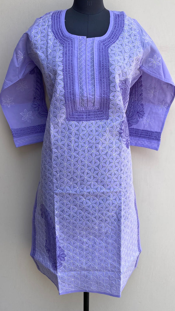 Lucknowi Chikankari Kurti Purple Cotton