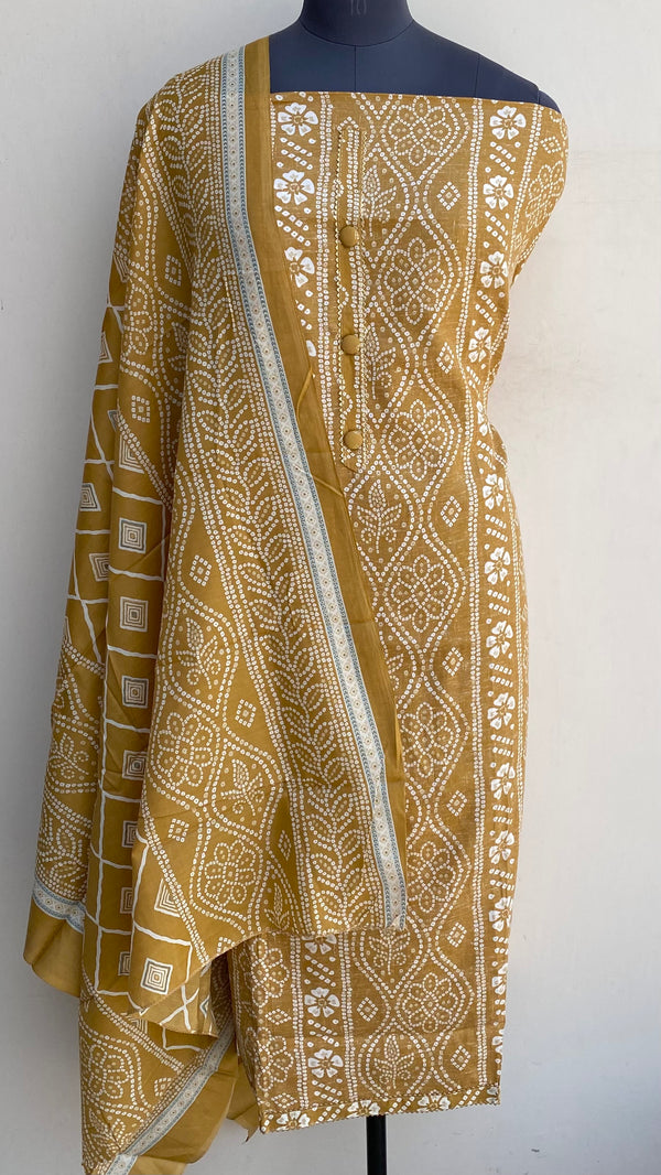 Designer Embroidered Suit Length 3 Piece Brown Mal Cotton
