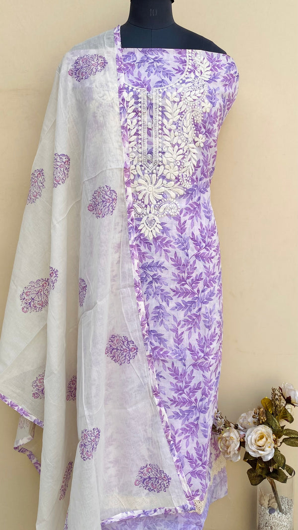 Designer Embroidered Suit 3 Piece Purple Linen