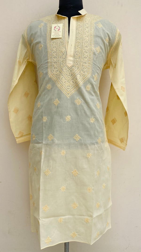 Lucknowi Chikankari Men’s Kurta Cream Cotton