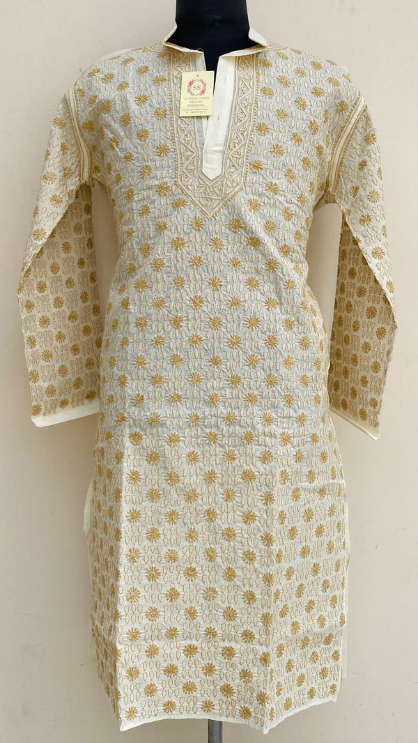 Lucknowi Chikankari Men’s Kurta Cream Cotton