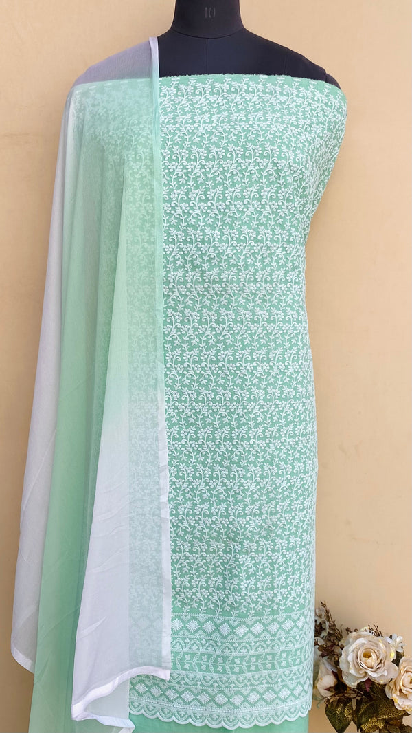 Designer Embroidered Suit Length 3 Piece Sea Green Cotton