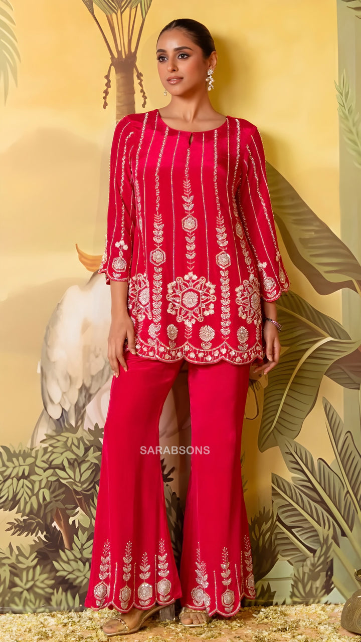 Radiant Fuchsia Pink Embellished Co-ord Set
