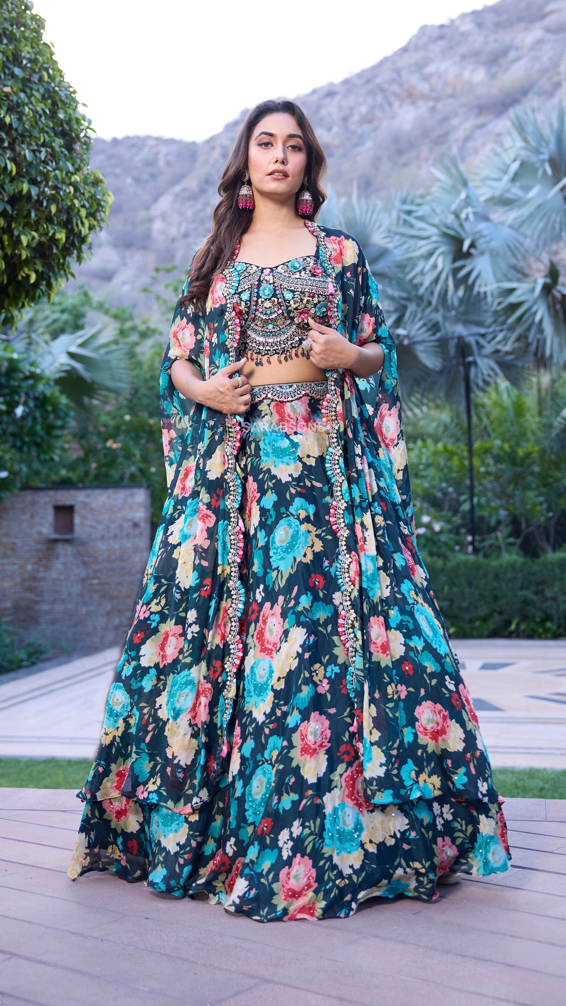 Indo western crop top lehenga store