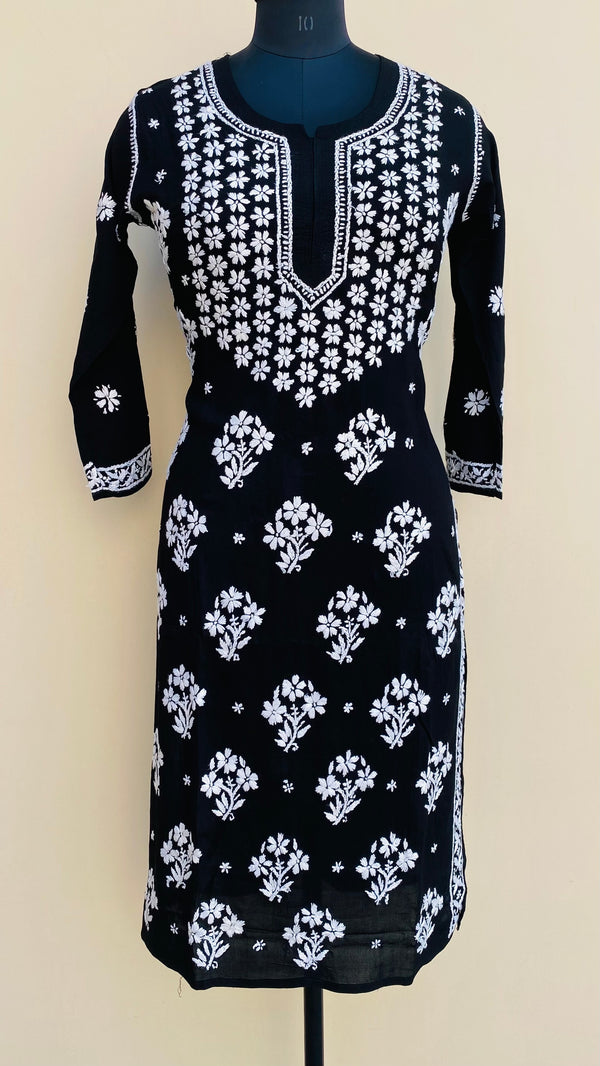 Lucknowi Chikankari Kurti Balck Modal Cotton