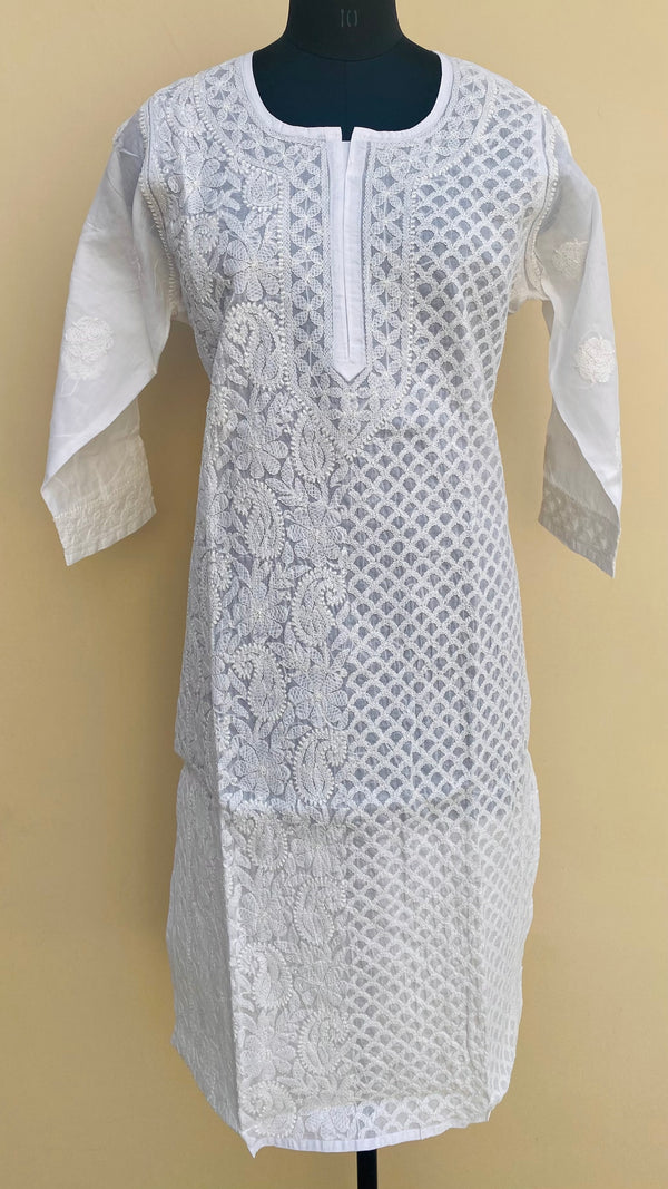 Lucknowi Chikankari Kurti White Cotton