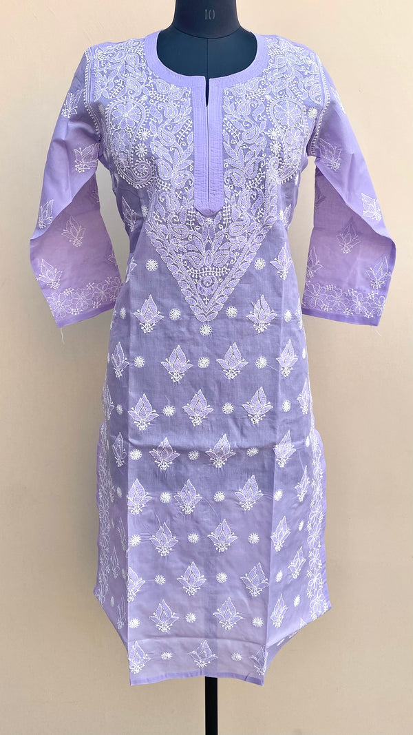 Lucknowi Chikankari Kurti Purple Cotton