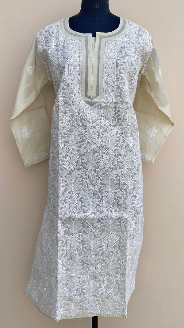 Lucknowi Chikankari Kurti Beige Cotton