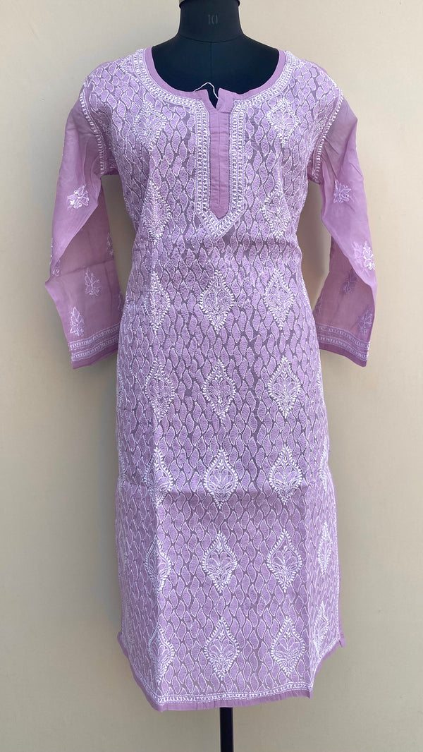 Lucknow Chikankari Kurti Purple Cotton