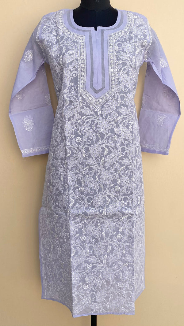Lucknowi Chikankari Kurti Purple Cotton
