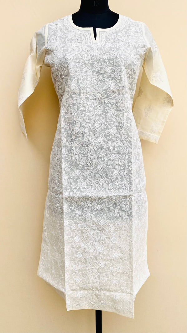 Lucknowi Chikankari Kurti Cream Cotton