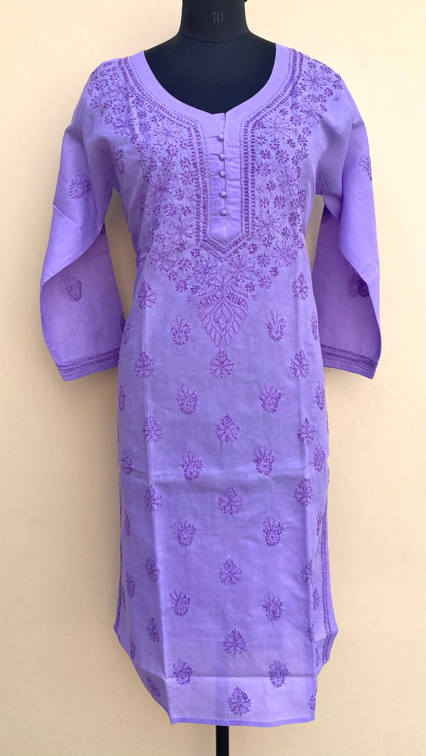 Lucknowi Chikankari Kurti Purple Cotton