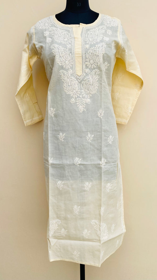 Lucknowi Chikankari Kurti Beige Cotton