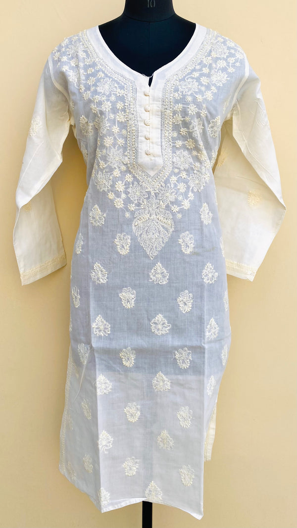 Lucknowi Chikankari Kurti Cream Cotton