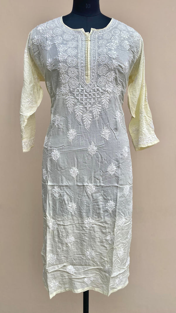 Lucknowi Chikankari Ombre (Shaded) Kurti Cream Soft Muslin Cotton