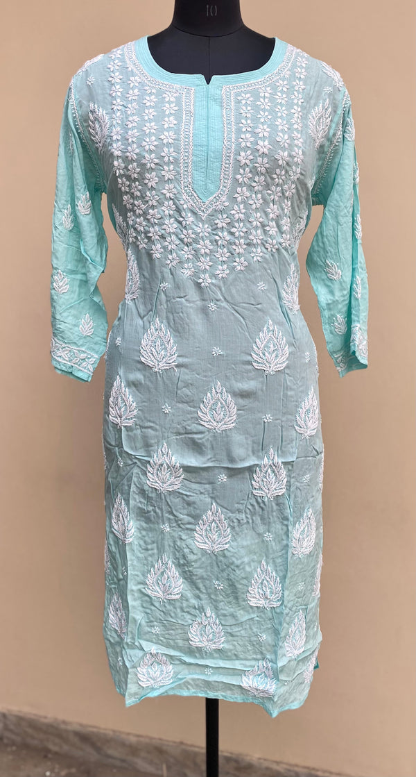 Lucknowi Chikankari Kurti Sky Blue Soft Modal Cotton