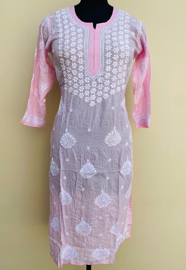 Lucknowi Chikankari Kurti Pink  Soft Modal Cotton