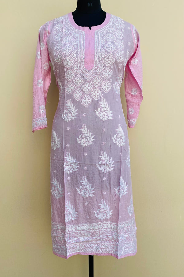 Lucknowi Chikankari Kurti Pink Soft Modal Cotton